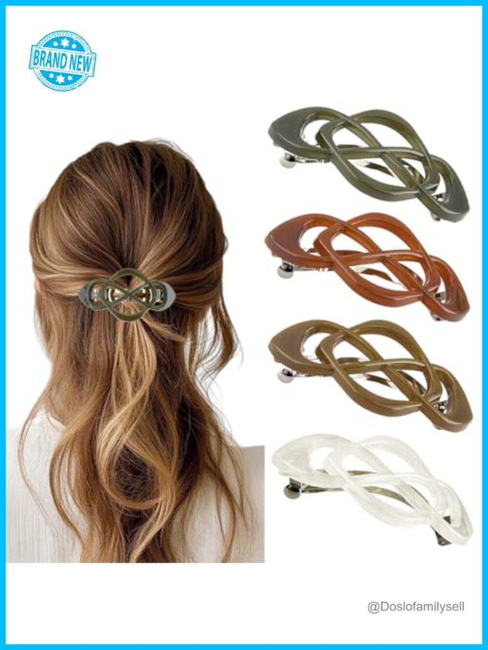 4 Pcs Vintage Cross Hair Clips Non Slip Plastic Barrettes French Style
